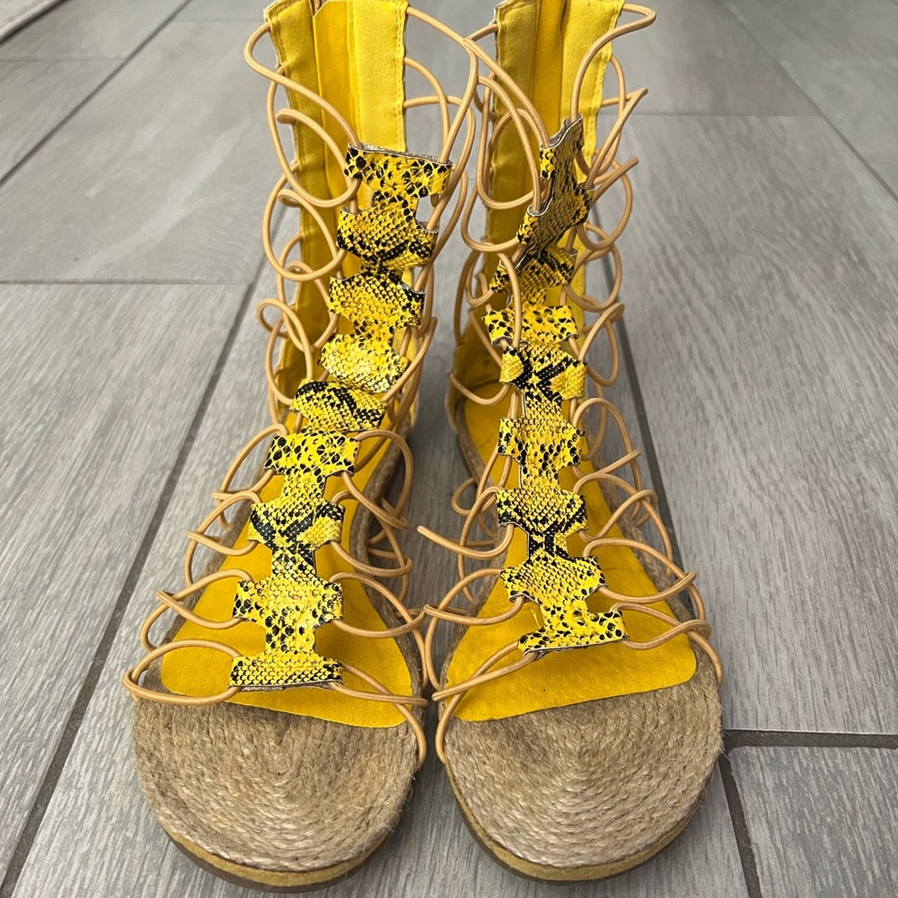 Yellow Snakeskin Sandal